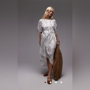 All Saints Serene Floral Print Smocked Midi Dress Size 10 $490 NWOT